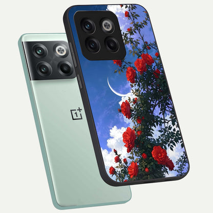  Rose Drift Flowers phone case For OnePlus 10T showing premium glass back cover with detailed artwork