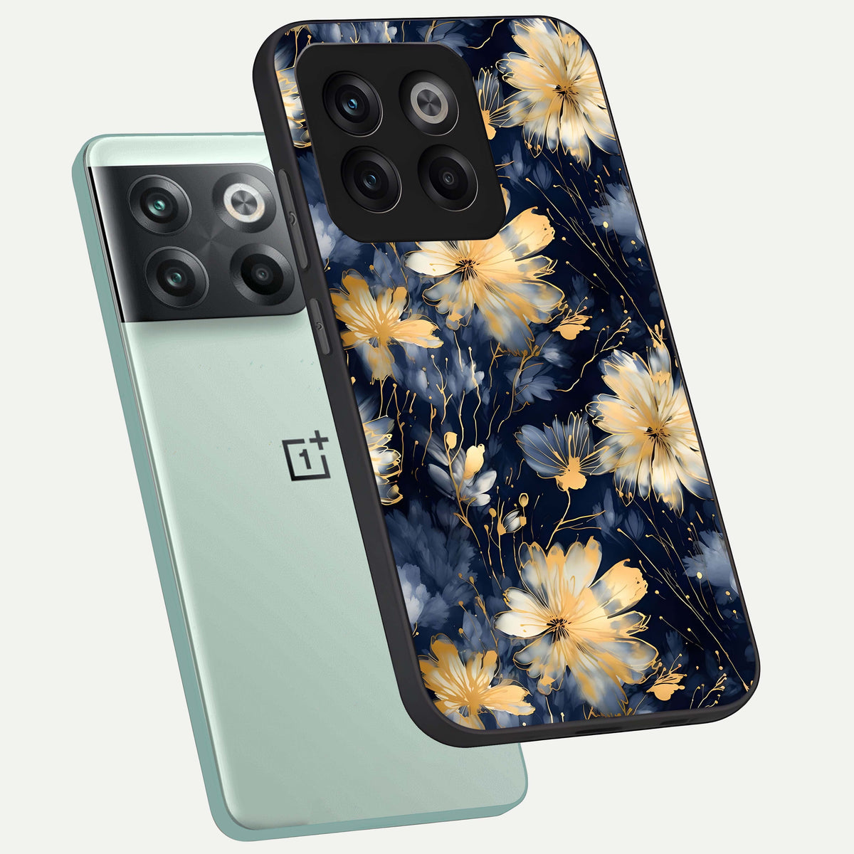  Royal Petal Dream phone case For OnePlus 10T showing premium glass back cover with detailed artwork