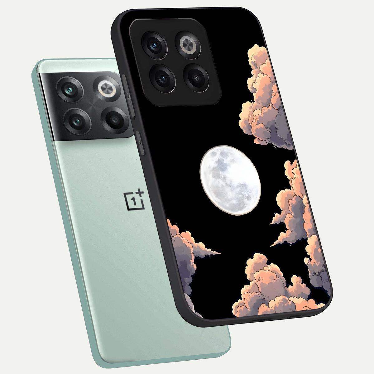  Shade Cloud Moon phone case For OnePlus 10T showing premium glass back cover with detailed artwork