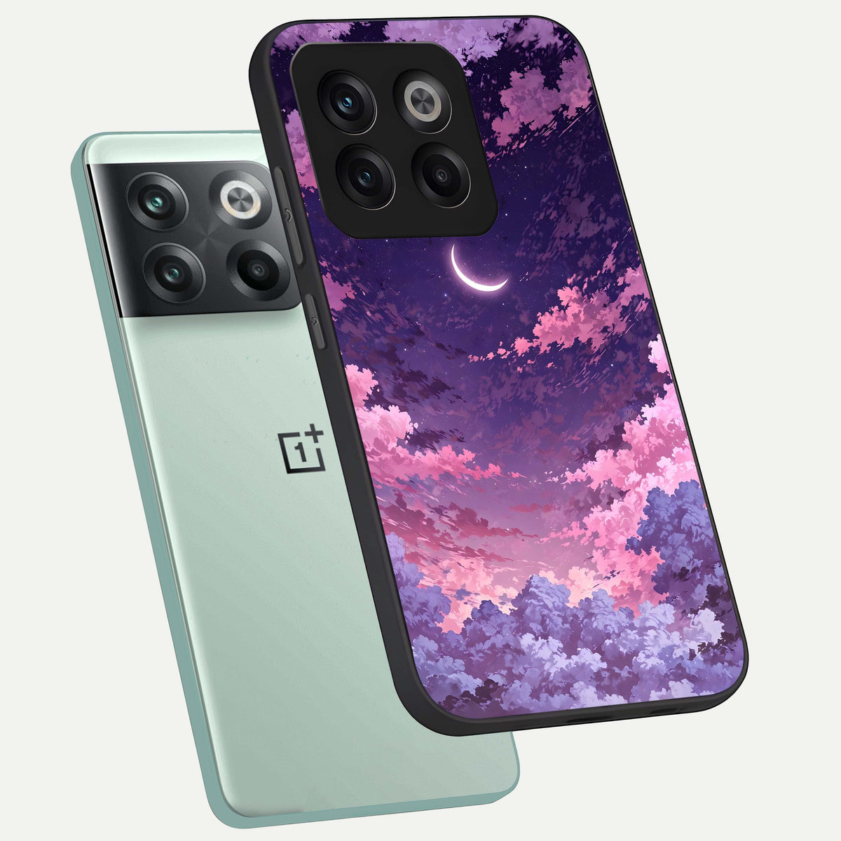  Sky Drift Clouds phone case For OnePlus 10T showing premium glass back cover with detailed artwork