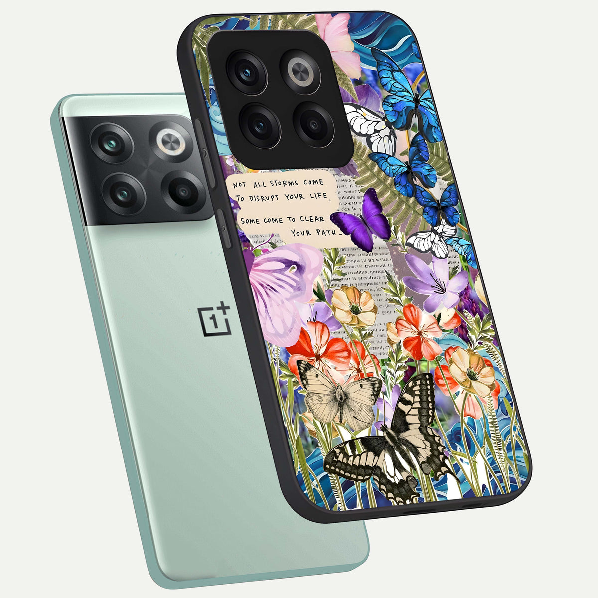  Storm Path Bloom phone case For OnePlus 10T showing premium glass back cover with detailed artwork