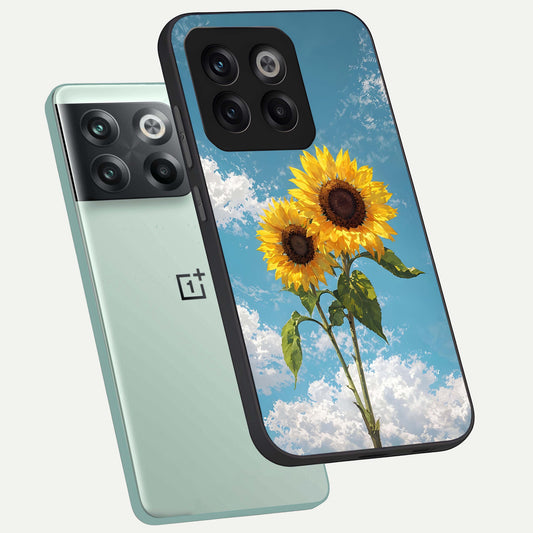  Sunlit Daisy Glow phone case For OnePlus 10T showing premium glass back cover with detailed artwork