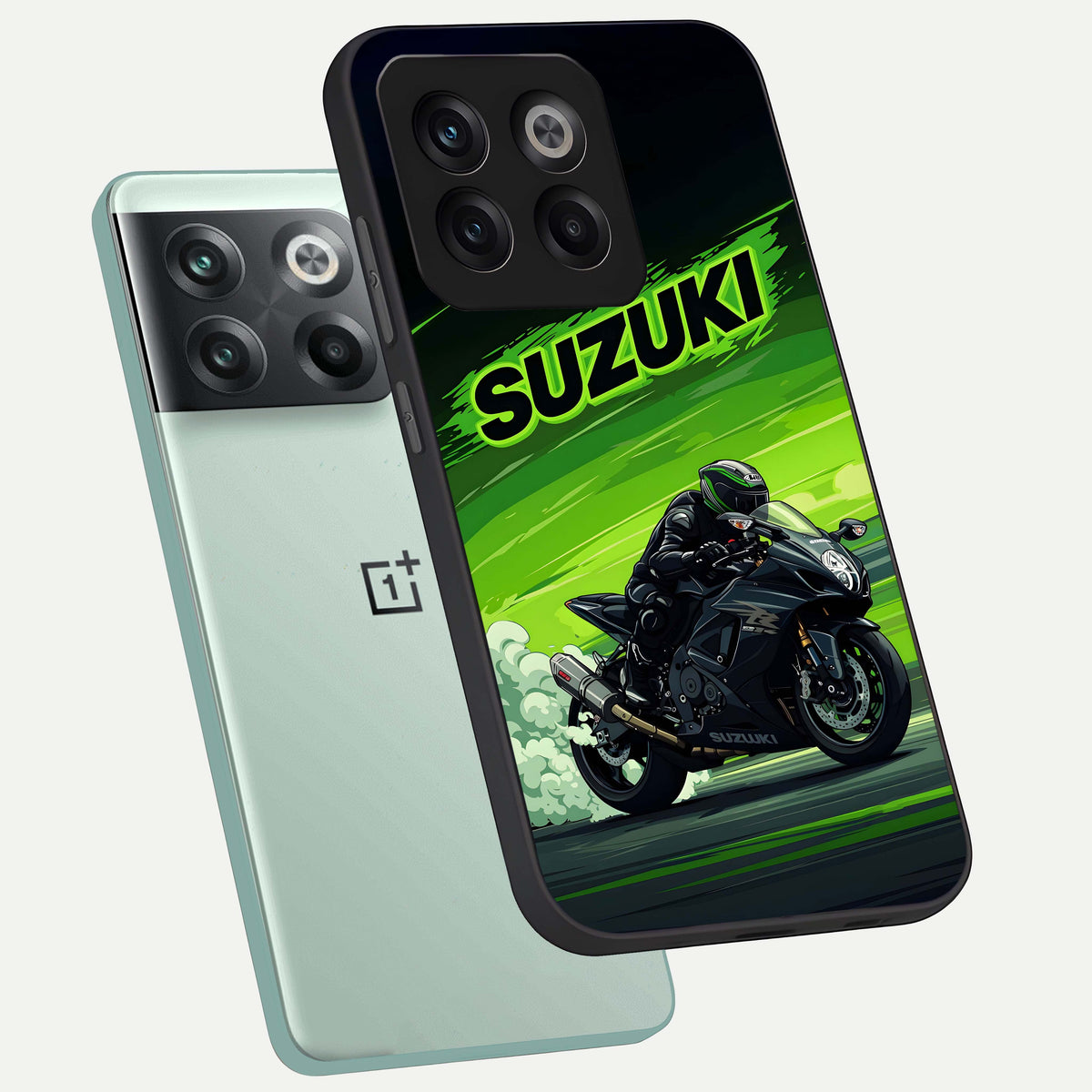  Suzuki Speed Beast phone case For OnePlus 10T showing premium glass back cover with detailed artwork