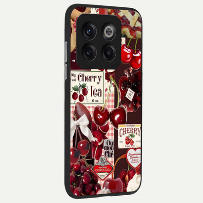  Aesthetic Cherry Tea back cover For OnePlus 10T slim fit glass case with vibrant aesthetic design