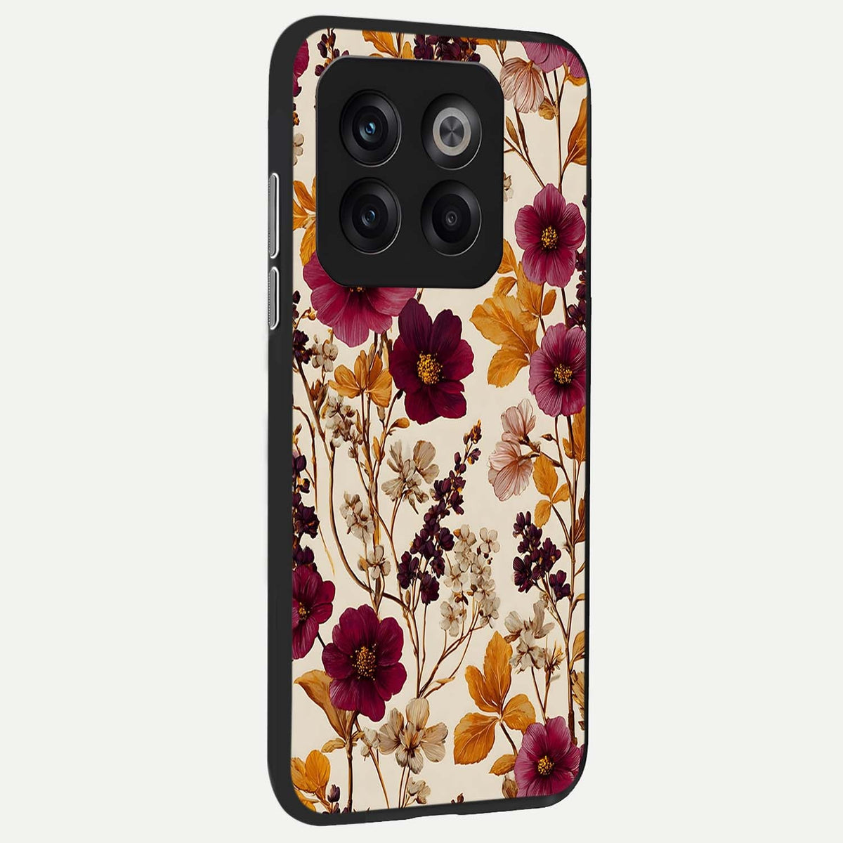  Autumn Wine Bloom back cover For OnePlus 10T slim fit glass case with vibrant aesthetic design