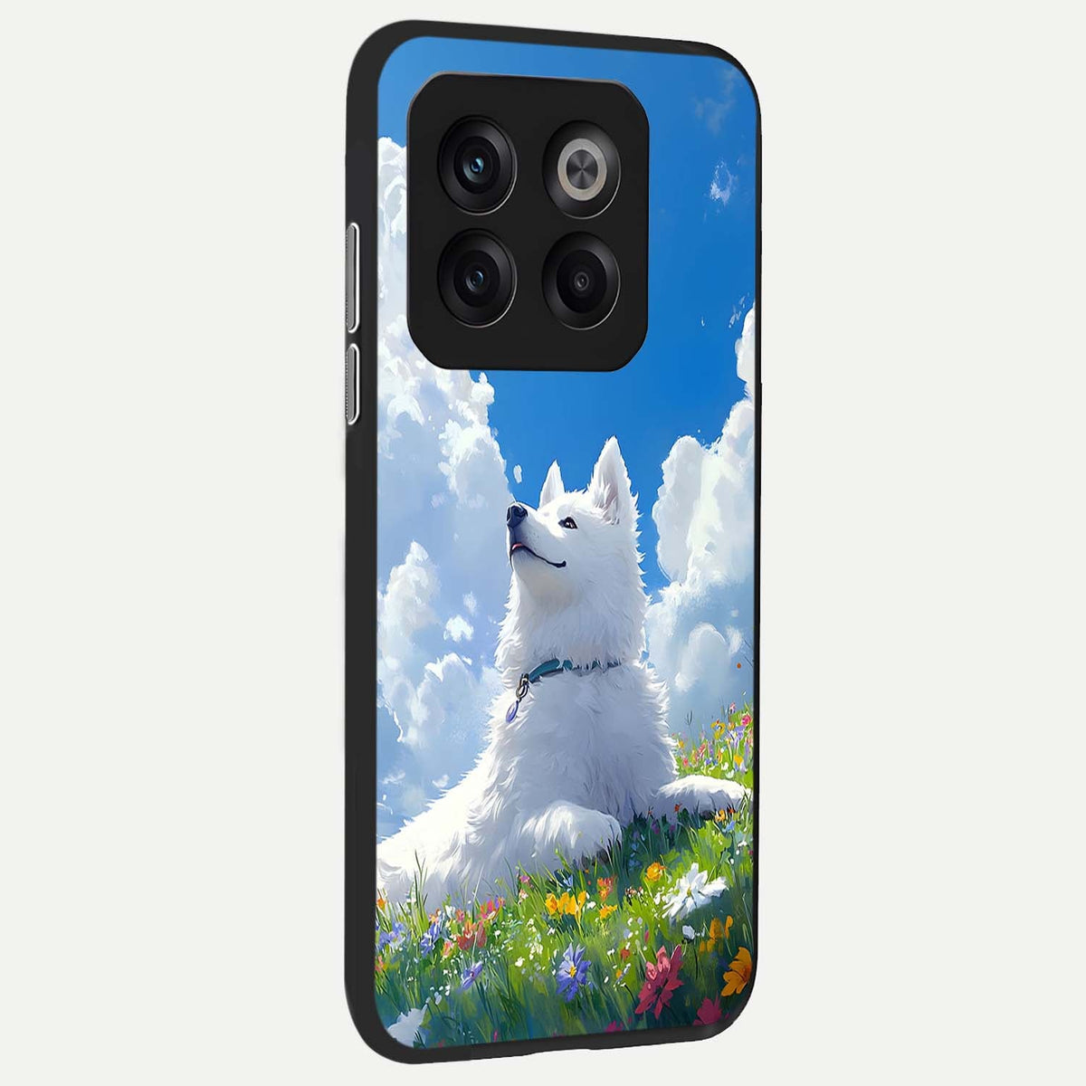  Blissful Cloud Pup back cover For OnePlus 10T slim fit glass case with vibrant aesthetic design