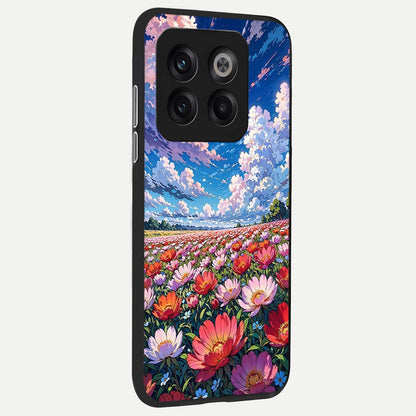  Blossom Sky Field back cover For OnePlus 10T slim fit glass case with vibrant aesthetic design