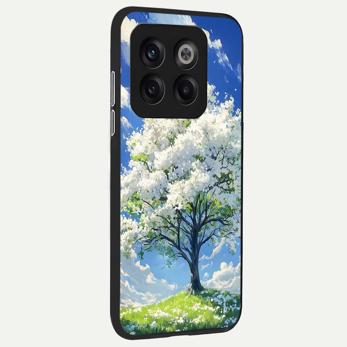  Blossom Sky Serenity back cover For OnePlus 10T slim fit glass case with vibrant aesthetic design