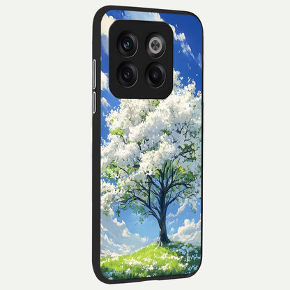  Blossom Sky Serenity back cover For OnePlus 10T slim fit glass case with vibrant aesthetic design