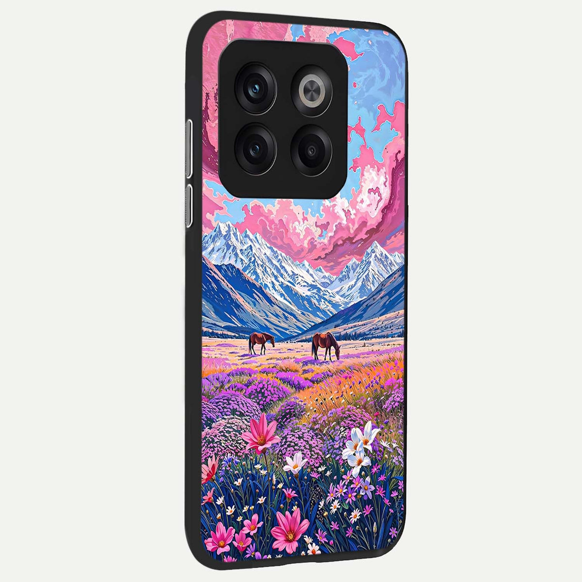  Blossom Valley Dream back cover For OnePlus 10T slim fit glass case with vibrant aesthetic design