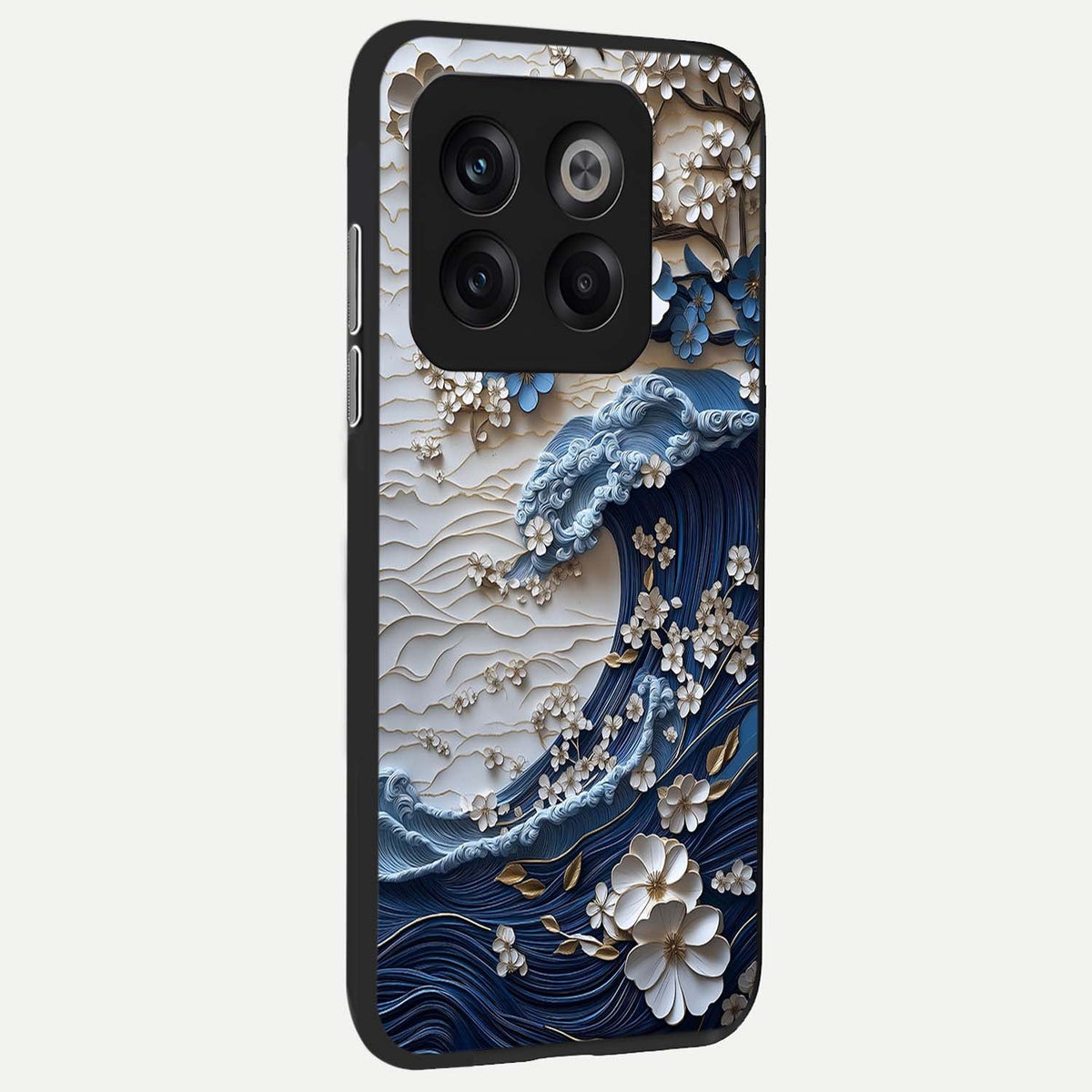  Blossom Wave Art back cover For OnePlus 10T slim fit glass case with vibrant aesthetic design