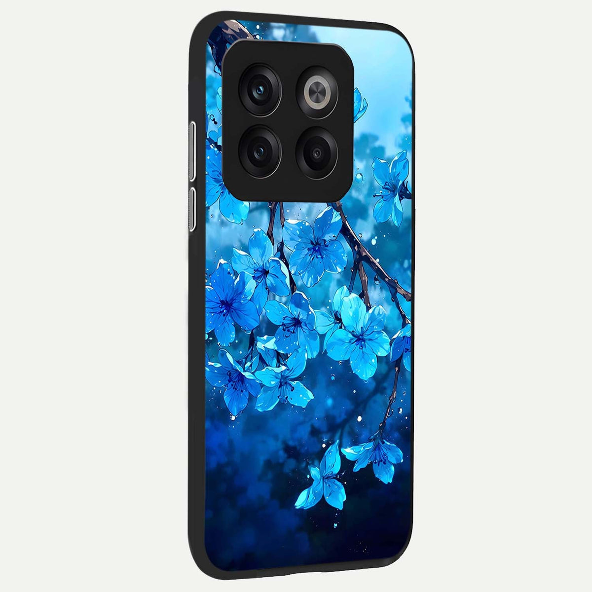  Blue Blossoms Branch back cover For OnePlus 10T slim fit glass case with vibrant aesthetic design