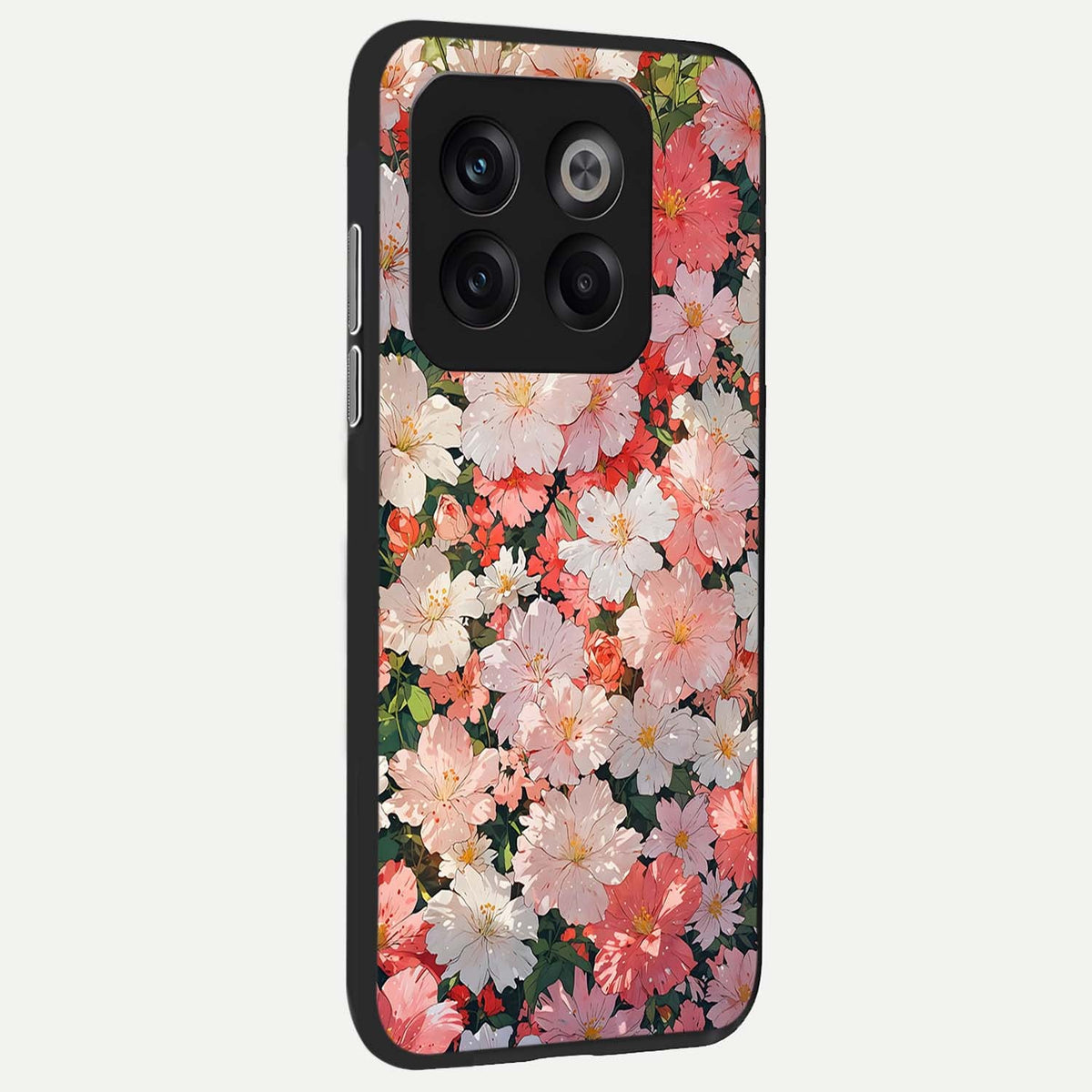  Blush Bloom Field back cover For OnePlus 10T slim fit glass case with vibrant aesthetic design