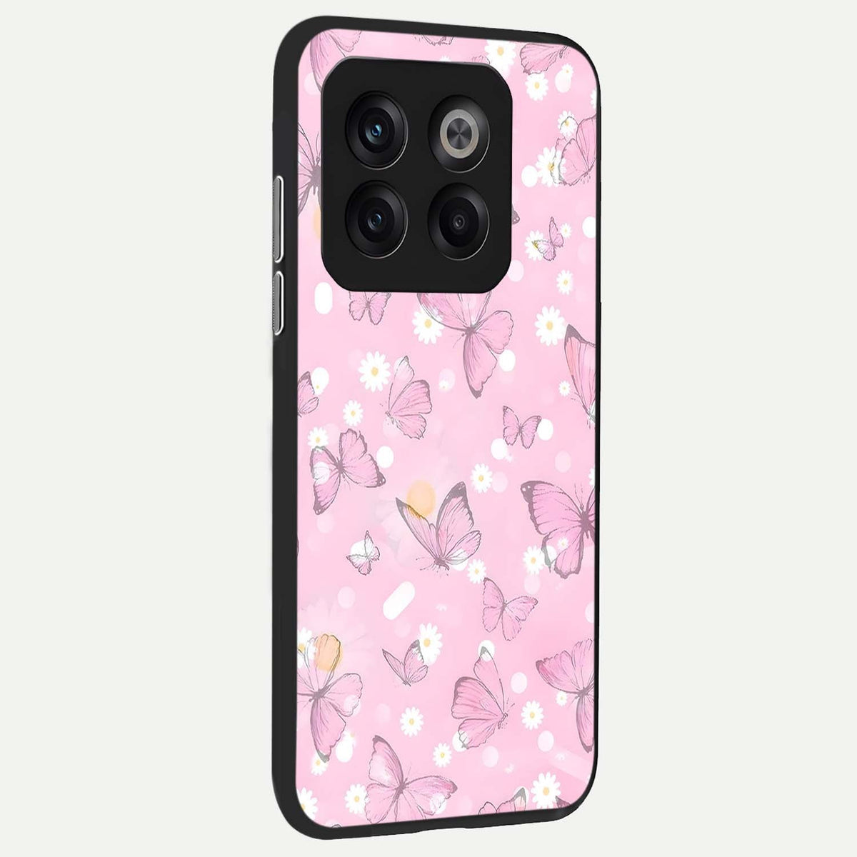  Blush Butterfly Garden back cover For OnePlus 10T slim fit glass case with vibrant aesthetic design