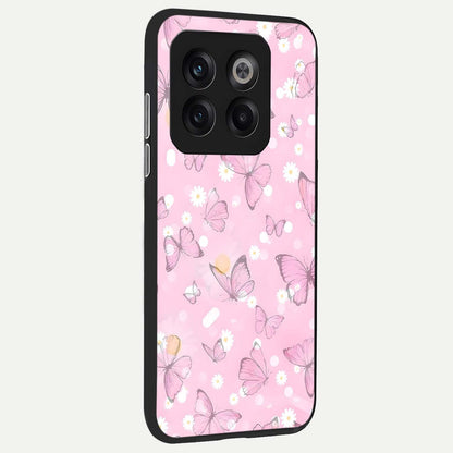  Blush Butterfly Garden back cover For OnePlus 10T slim fit glass case with vibrant aesthetic design