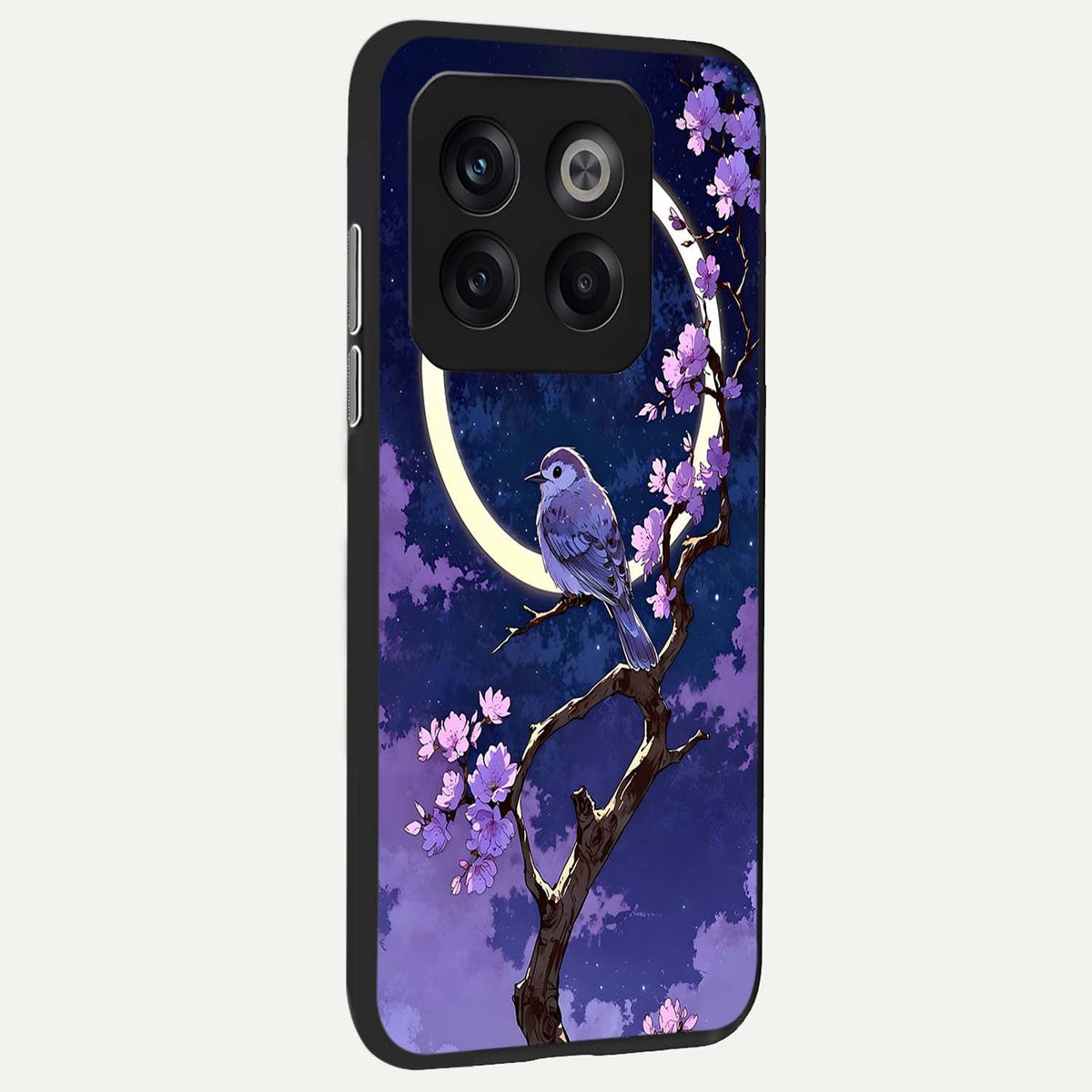  Celestial Bird Blossom back cover For OnePlus 10T slim fit glass case with vibrant aesthetic design