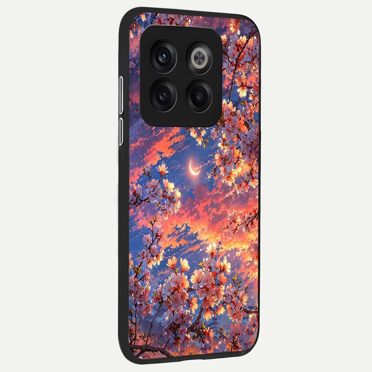  Celestial Sakura Sunset back cover For OnePlus 10T slim fit glass case with vibrant aesthetic design