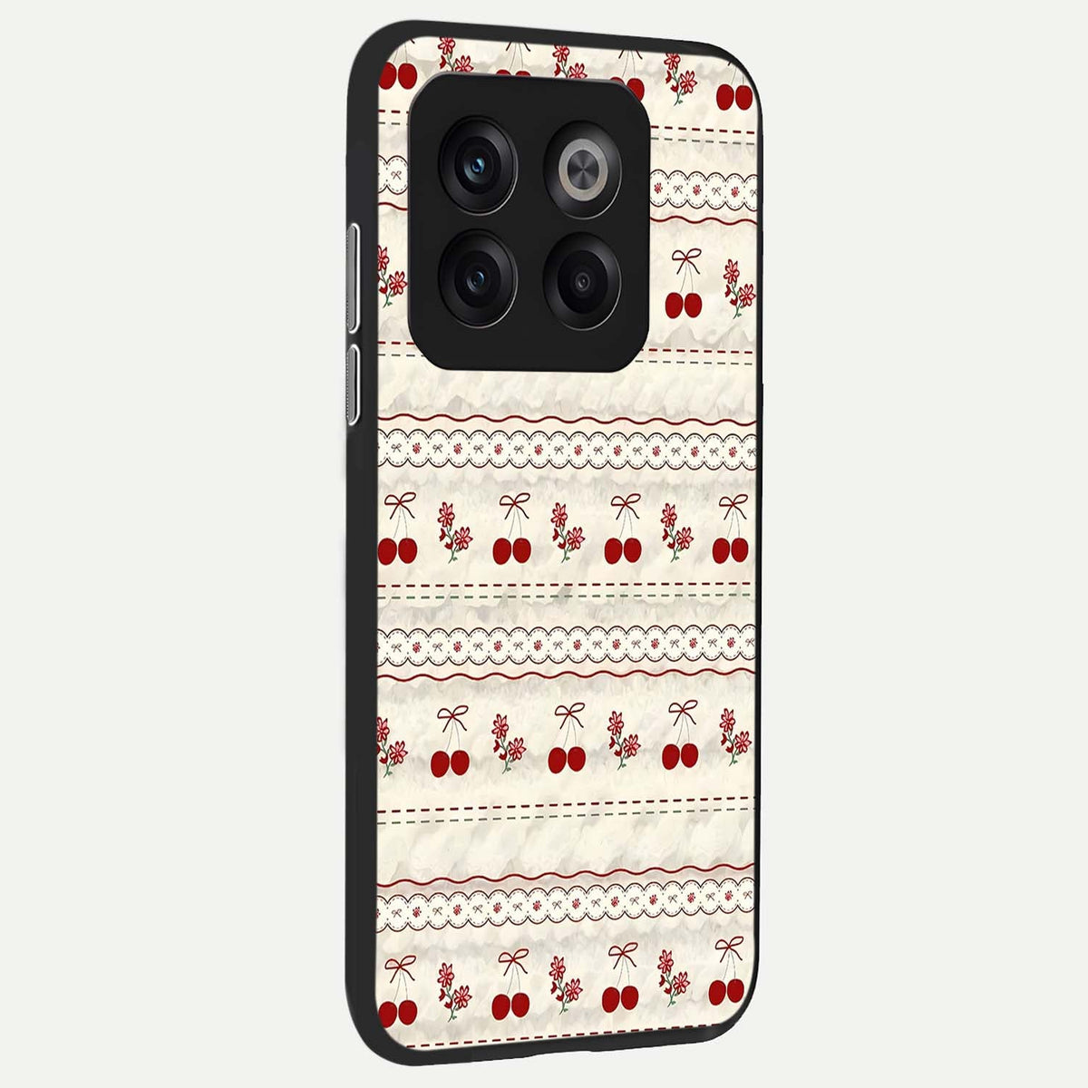  Cherry Bloom Charm back cover For OnePlus 10T slim fit glass case with vibrant aesthetic design