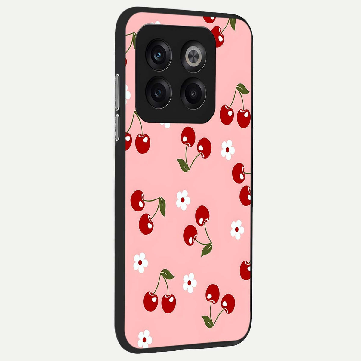  Cherry Love Mood back cover For OnePlus 10T slim fit glass case with vibrant aesthetic design