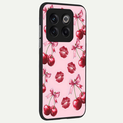 Cherry With Lips back cover For OnePlus 10T slim fit glass case with vibrant aesthetic design