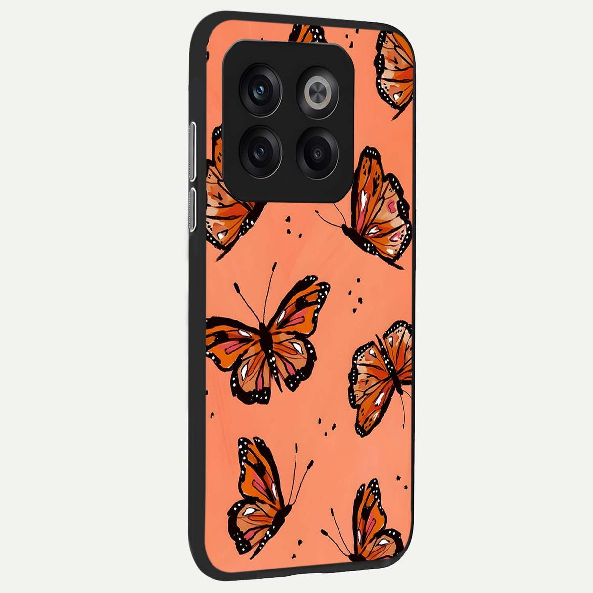  Coral Wing Butterfly back cover For OnePlus 10T slim fit glass case with vibrant aesthetic design