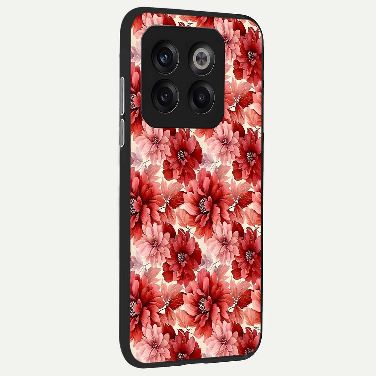  Crimson Love Petals back cover For OnePlus 10T slim fit glass case with vibrant aesthetic design