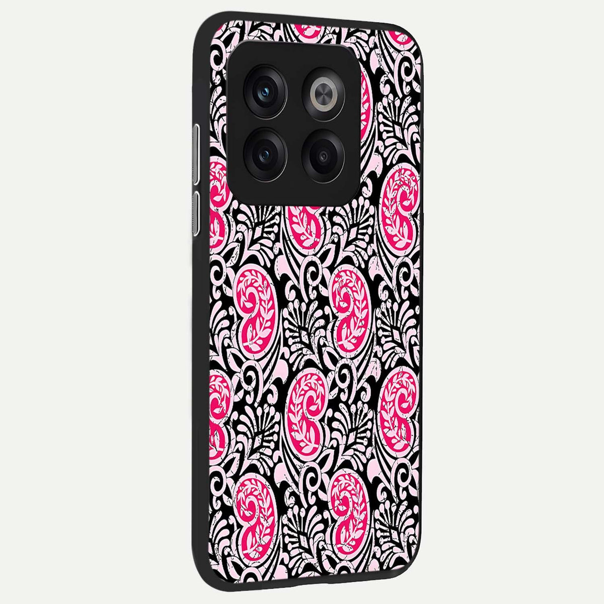  Crimson Paisley Charm back cover For OnePlus 10T slim fit glass case with vibrant aesthetic design