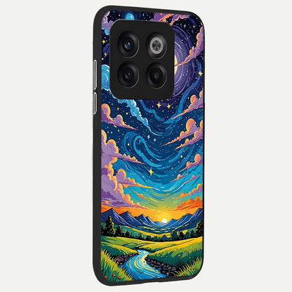  Dreamy Night Landscape back cover For OnePlus 10T slim fit glass case with vibrant aesthetic design