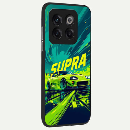 Electric Supra Thunder back cover For OnePlus 10T slim fit glass case with vibrant aesthetic design