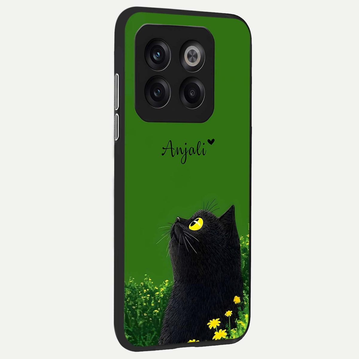  Emerald Cat Custom Name back cover For OnePlus 10T slim fit glass case with vibrant aesthetic design