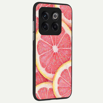  Glitter Grapefruit back cover For OnePlus 10T slim fit glass case with vibrant aesthetic design