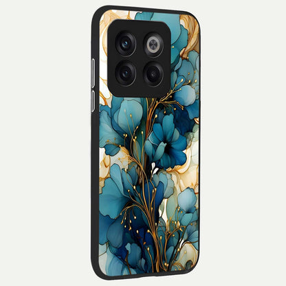  Golden Bloom Symphony back cover For OnePlus 10T slim fit glass case with vibrant aesthetic design