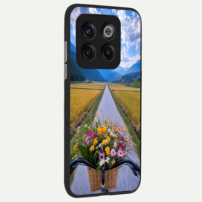  Golden Field Journey back cover For OnePlus 10T slim fit glass case with vibrant aesthetic design