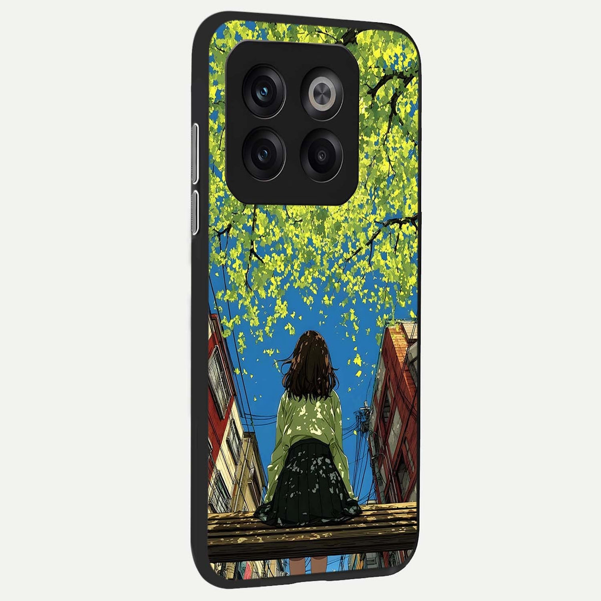  Golden Leaves Glow back cover For OnePlus 10T slim fit glass case with vibrant aesthetic design