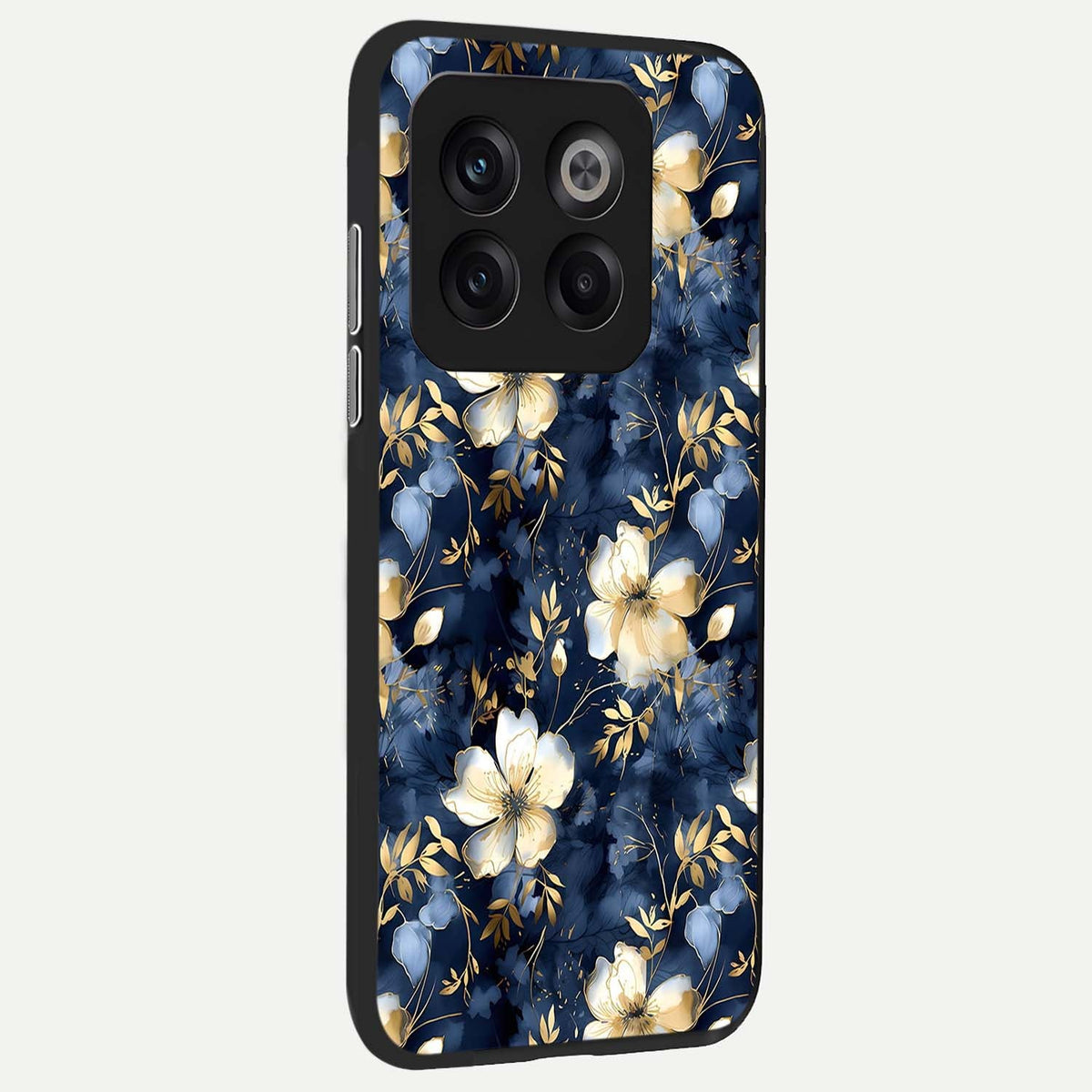  Golden Midnight Bloom back cover For OnePlus 10T slim fit glass case with vibrant aesthetic design