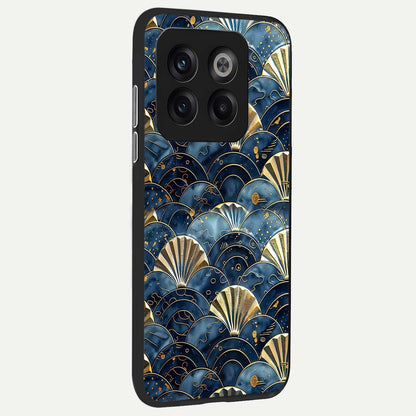  Golden Wave Luxe back cover For OnePlus 10T slim fit glass case with vibrant aesthetic design