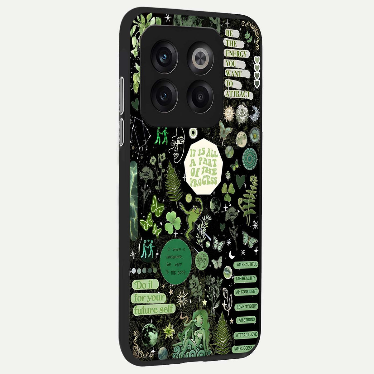  Green Mandala Pattern back cover For OnePlus 10T slim fit glass case with vibrant aesthetic design