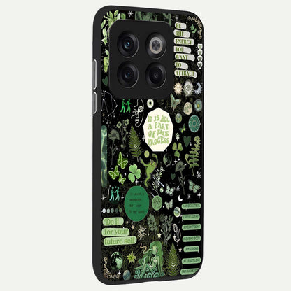  Green Mandala Pattern back cover For OnePlus 10T slim fit glass case with vibrant aesthetic design