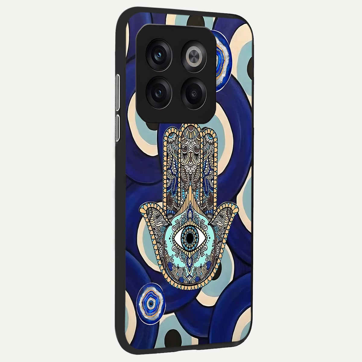  Hamsa Divine Guard back cover For OnePlus 10T slim fit glass case with vibrant aesthetic design