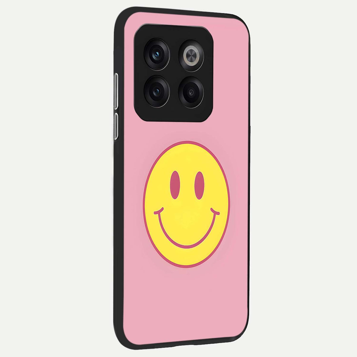  Happy Pink Mood back cover For OnePlus 10T slim fit glass case with vibrant aesthetic design