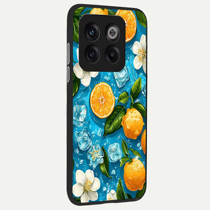  Ice Cube With Orange back cover For OnePlus 10T slim fit glass case with vibrant aesthetic design