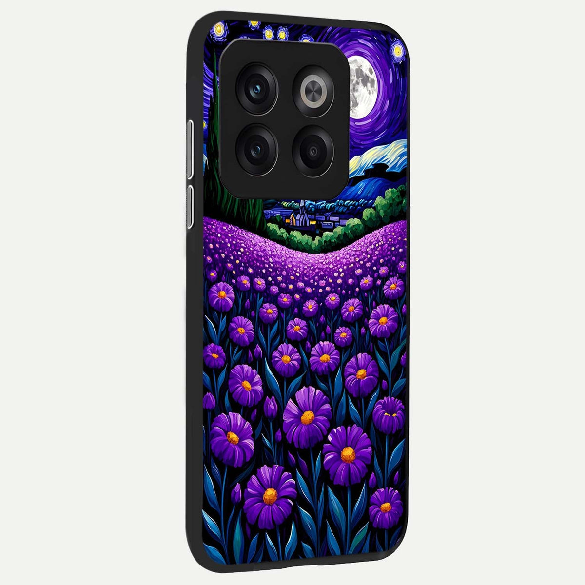 Lavender Moon Field back cover For OnePlus 10T slim fit glass case with vibrant aesthetic design