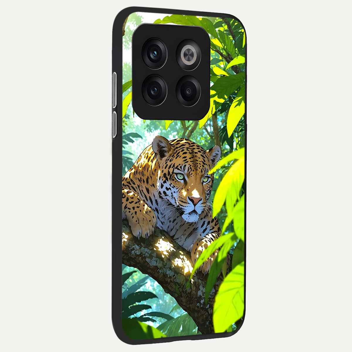  Leopard in Jungle back cover For OnePlus 10T slim fit glass case with vibrant aesthetic design
