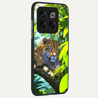  Leopard in Jungle back cover For OnePlus 10T slim fit glass case with vibrant aesthetic design
