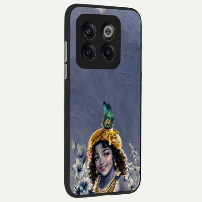  Lord Krishna back cover For OnePlus 10T slim fit glass case with vibrant aesthetic design