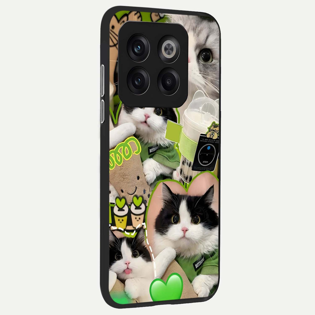  Matcha Cats Mood back cover For OnePlus 10T slim fit glass case with vibrant aesthetic design