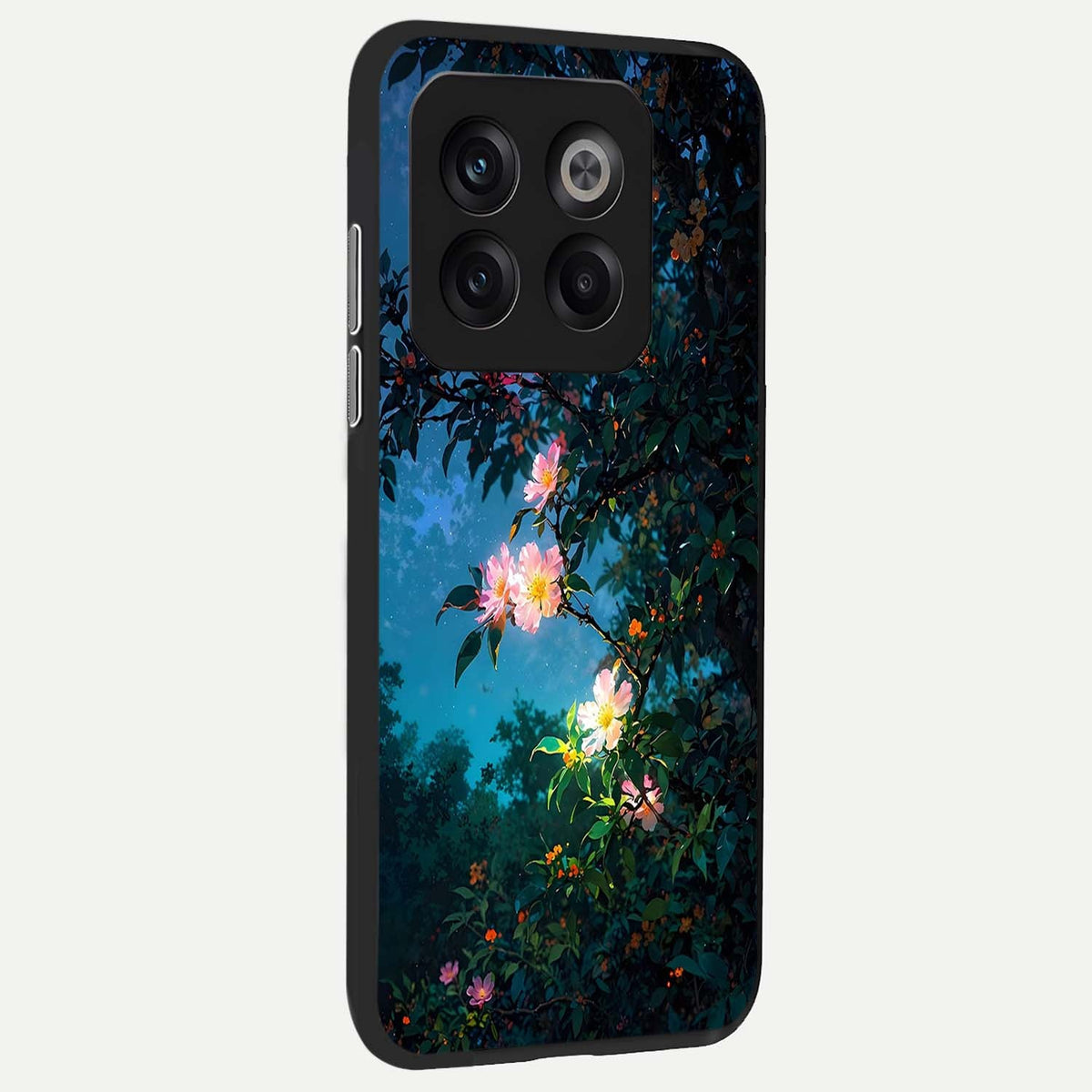  Midnight Bloom Glow back cover For OnePlus 10T slim fit glass case with vibrant aesthetic design