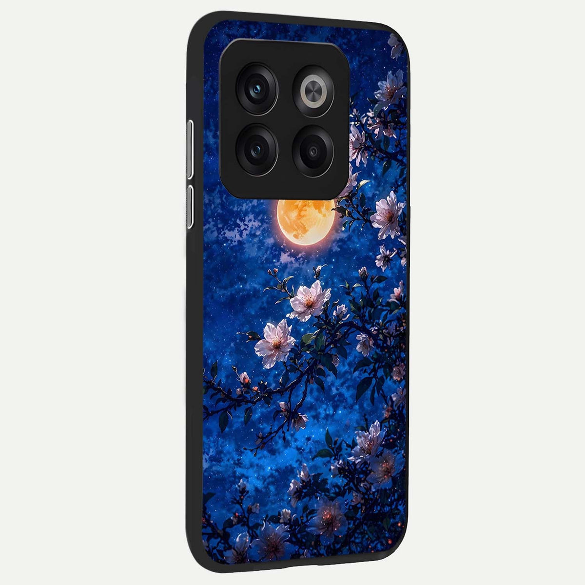  Moonlit Blossoms Night back cover For OnePlus 10T slim fit glass case with vibrant aesthetic design