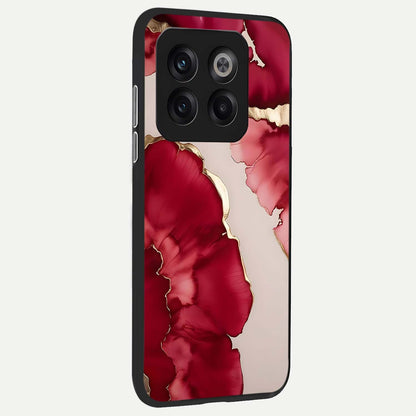  Pink And White Marble back cover For OnePlus 10T slim fit glass case with vibrant aesthetic design