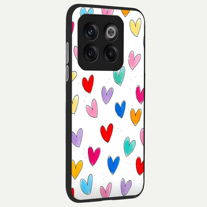  Playful Love Doodles back cover For OnePlus 10T slim fit glass case with vibrant aesthetic design